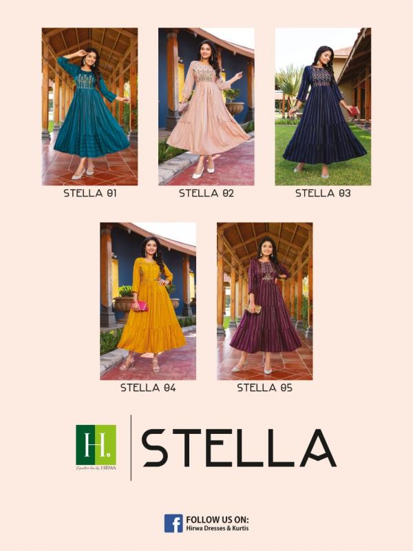 Hirwa Stella Rayon Embroidery Designer Kurti Collection